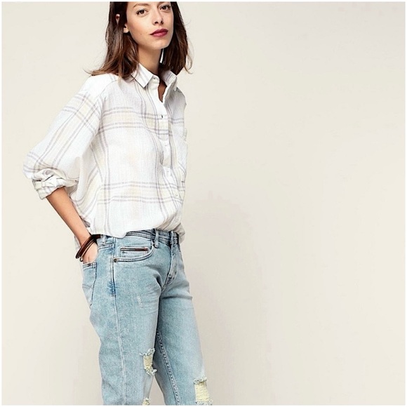 Free People “Cutie” Plaid Cropped Shirt XS - Picture 2 of 11